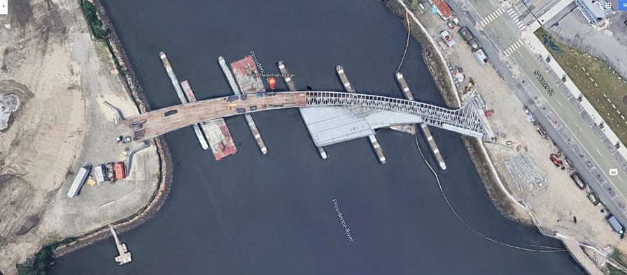 satellite view of Providence Pedestrian Bridge during construction-1
