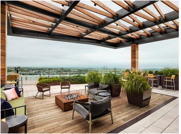 sky deck massachusetts ipe deck rooftop fire pit pergola