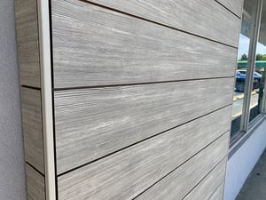 Trespa Pura NFC Siding Siberian Larch decor with matching trim