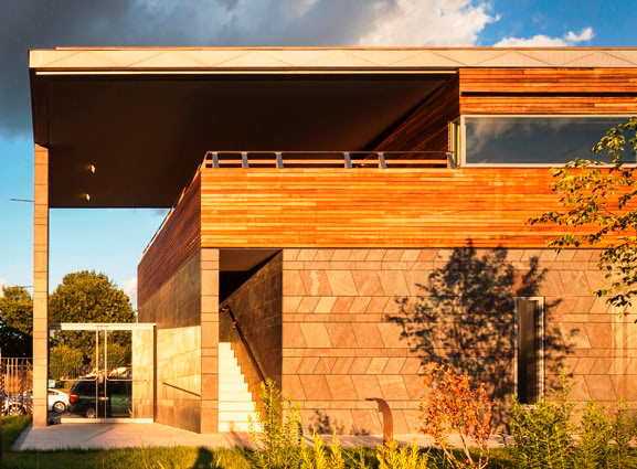Ipe rainscreen siding with Climate-Shield CS2 rainscreen clips and attachment channel