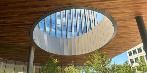 Fire-Resistant Siding Creates A Dramatic Wood Ceiling Soffit That Soars